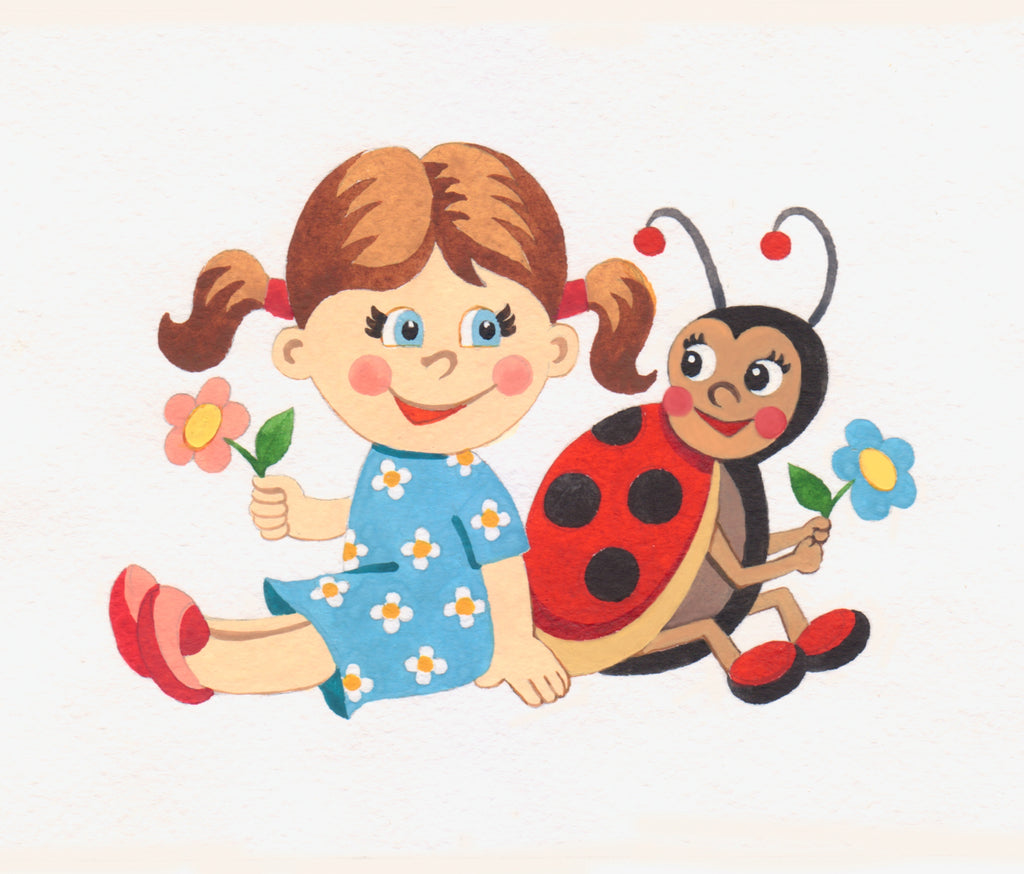 Needlepoint canvas 'Lady bug and little girl' by Stitch Art