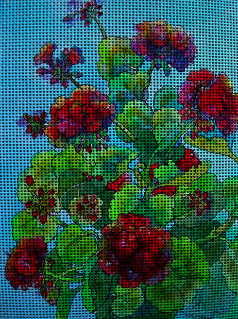 Needlepoint canvas 'Geranium' by Hromuh Nataliya