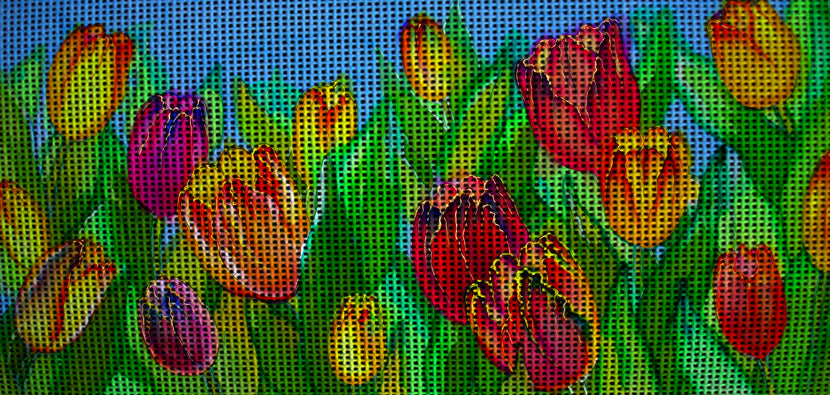 Needlepoint canvas 'When the tulips are flowering' by Hromuh Nataliya