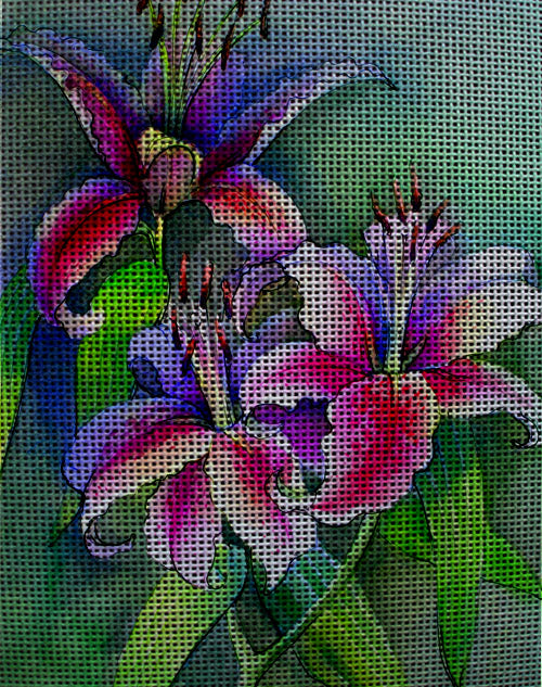 Needlepoint canvas 'Lilies' by Hromuh Nataliya