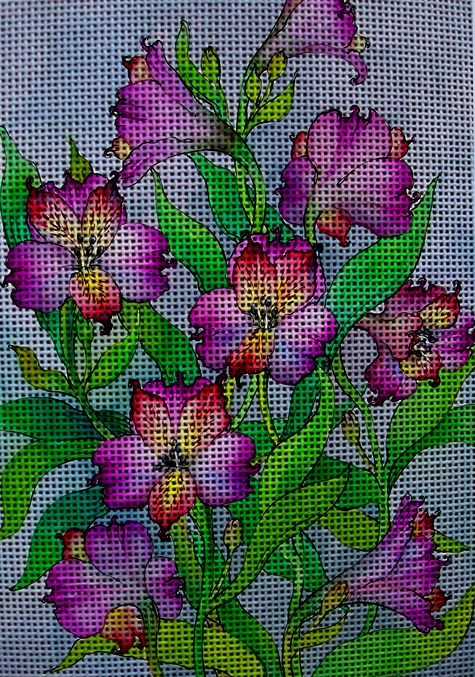 Needlepoint canvas 'Purple Lilies' by Hromuh Nataliya