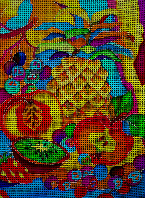 Needlepoint canvas 'Fruit still life' by Hromuh Nataliya