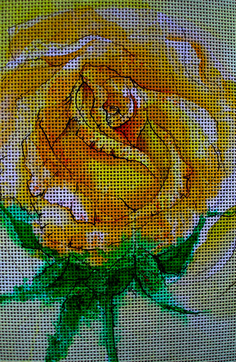 Needlepoint canvas 'Yellow rose' by Hromuh Nataliya