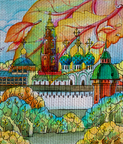 Needlepoint canvas 'Fall in ancient town.Russia' by Hromuh Nataliya