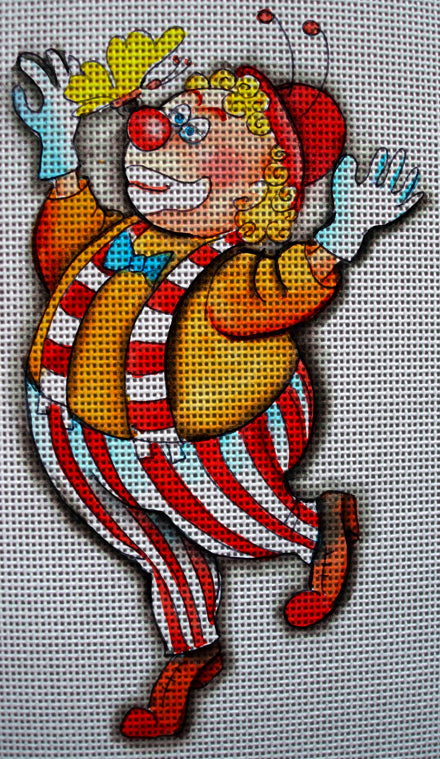 Needlepoint canvas 'Clown.Dancing with butterfly' by Hromuh Nataliya