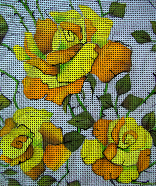 Needlepoint canvas 'Three yellow roses' by Hromuh Nataliya