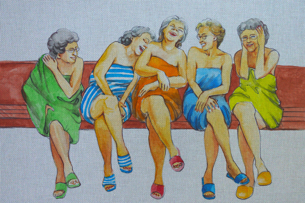 Needlepoint canvas 'Elderly ladies Hen party' by Hromuh Nataliya