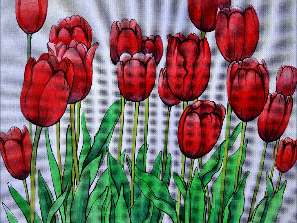 Needlepoint canvas 'Red spring tulips' by Hromuh Nataliya