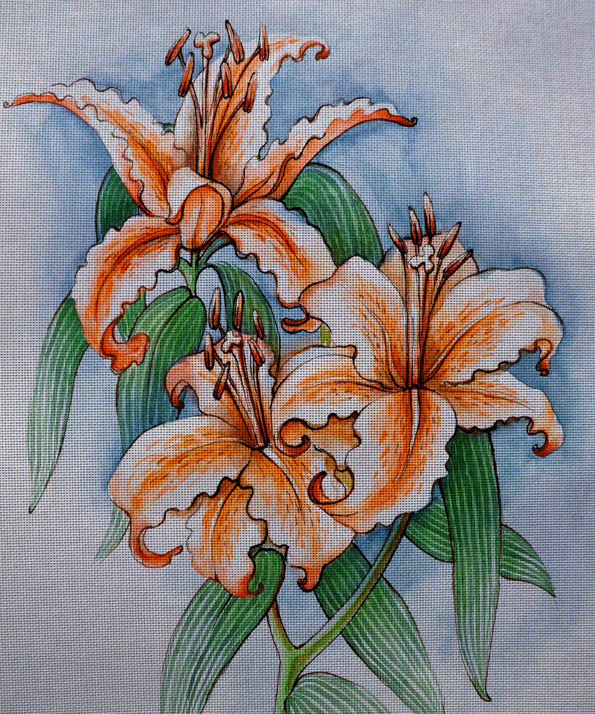 Needlepoint canvas 'Three Lilies' by Hromuh Nataliya