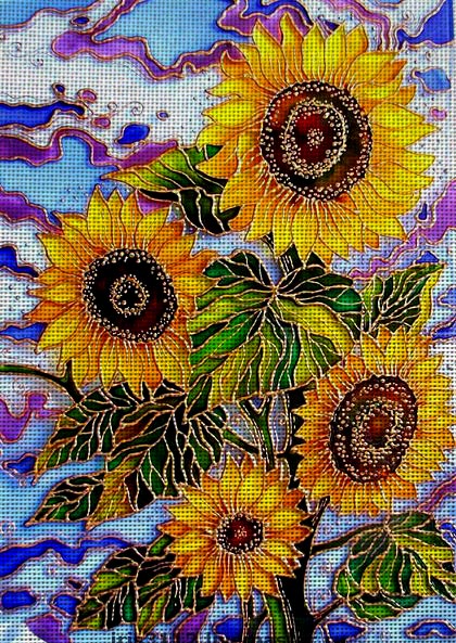 Needlepoint canvas 'Sunflower in village' by Irina Vasilieva