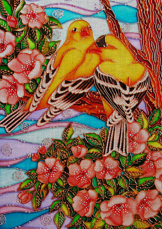 Needlepoint canvas 'Birds.Family of goldfinch' by Irina Vasilieva