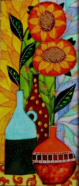 Needlepoint canvas 'Ornament Sunflowers' by Irina Vasilieva