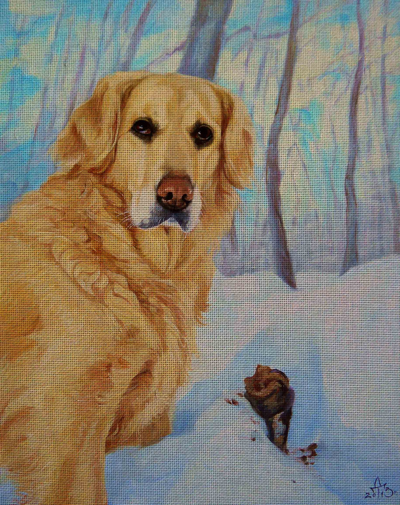 Needlepoint canvas 'Golden Retriever in Winter'