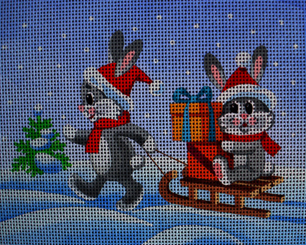 Needlepoint canvas 'Two Christmas Rabbits' by Stitch Art