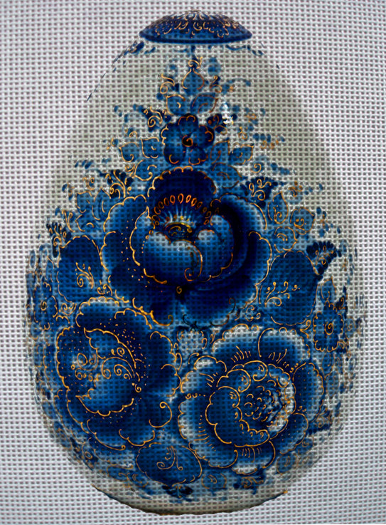 Needlepoint canvas 'Easter egg with blue flowers' by Stitch Art