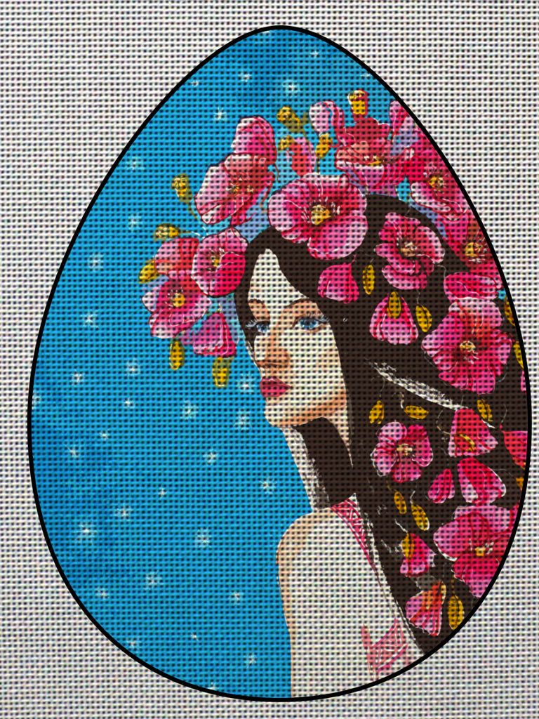 Needlepoint canvas 'Easter Egg Lady with Flowers' by Stitch Art