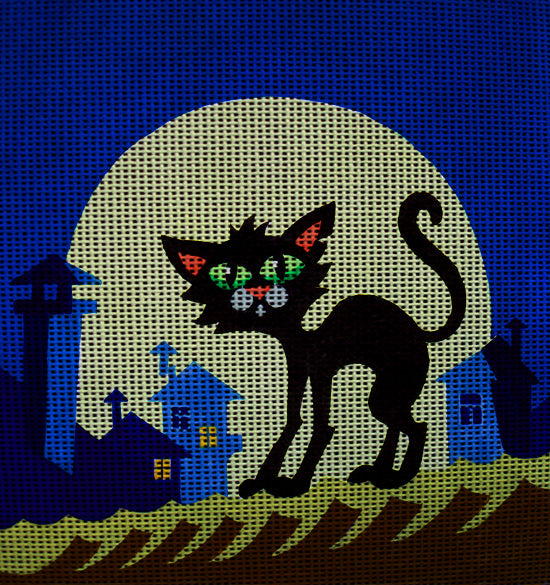 Needlepoint canvas 'Black Cat & New Moon' by Stitch Art