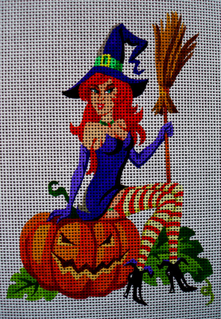 Needlepoint canvas 'Sexy Halloween witch' by Stitch Art