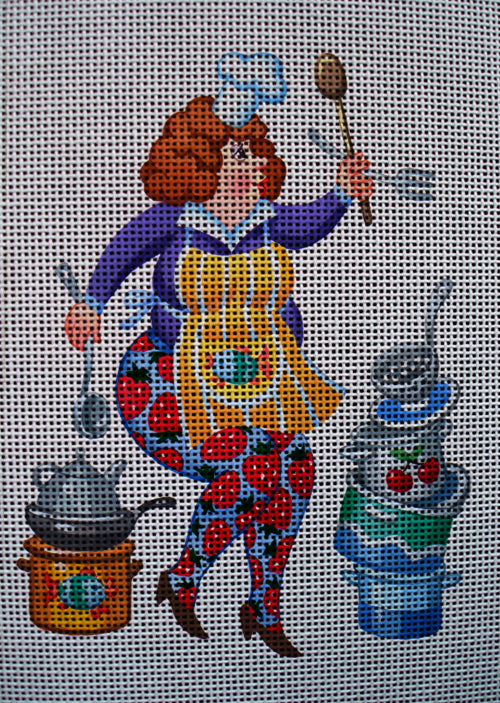 Needlepoint canvas 'Funny Plump Lady in a Kitchen' by Stitch Art