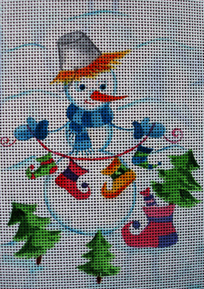 Needlepoint canvas 'Snowman with stockings' by Stitch Art