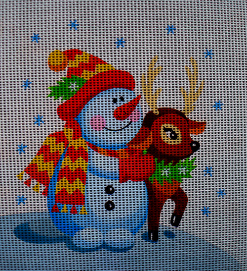 Needlepoint canvas 'Snowman & Deer friend' by Stitch Art