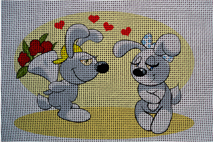 Needlepoint canvas 'Valentine DayRabbits' by Stitch Art