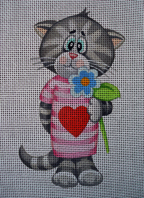 Needlepoint canvas 'Cute Cat with Flower' by Stitch Art